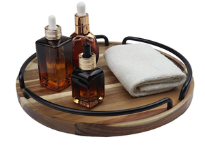 Acacia Wooden <b>Platter</b> and Plates Customized Dessert <b>Platter</b> for Restaurant Kitchen Decorative Rounded Tray Wholesale Exporter - Product Image 2