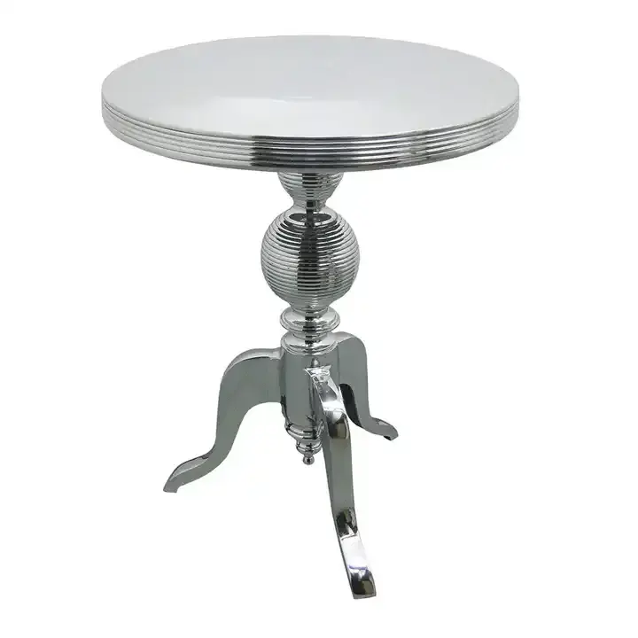 Modern Style New Unique Metal Coffee Table Modern Fashion Round Hammered Nickle Coated Aluminium Coffee Center Side Table