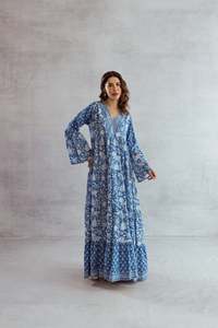 Indian Bollywood <b>Kurta</b> Kurti Designer <b>Women</b> Ethnic Dress vneack blue dress full seleves new dress 2025 - Product Image 3