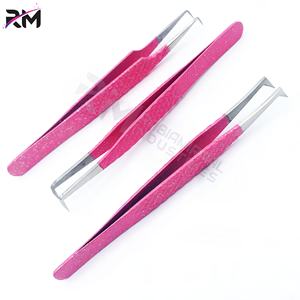 Pince à épiler RMI en acier inoxydable argenté avec pointe en paillettes roses, revêtement en poudre, 90 degrés, 3 pointes différentes - Product Image 5