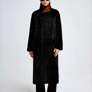 Faux-leather Collar Long Overcoat Wool Trench Coat Winter Woman Ladies Wool Leather Trench Coat - Product Image 4