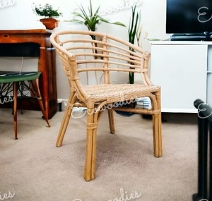 Elegante Silla de comedor de estilo escandinavo para interiores/exteriores, muebles de mimbre de bambú para el hogar, jardín, restaurante, eventos - Product Image 3