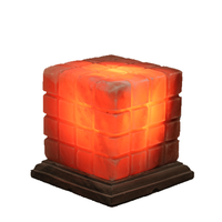 Diffuseur d'huiles essentielles en forme de cube Rubik en sel naturel de l'Himalaya, double lampe, coupelle en acier inoxydable, 6x6x6 pouces, pour aromathérapie et massage corporel
