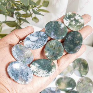 Pierres de méditation ovales en agate mousse naturelle sculptée, écologiques, pour collection d'art, cadeau Feng Shui ange, vente en gros, Europe - Product Image 3