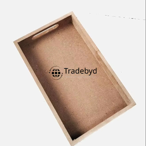 Bandeja de madera MDF de diseñador Tradebyd, bandeja decorativa hecha a mano para comida, café y bebidas - Product Image 1