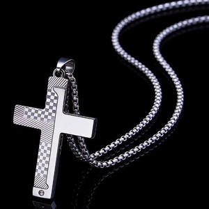 Kalung Liontin Salib Baja Anti Karat Dua Warna dengan Inlay CZ untuk Pria, Gaya Hip Hop Streetwear, Pasokan Grosir Pabrik, Siap Dijadikan Hadiah - Product Image 1