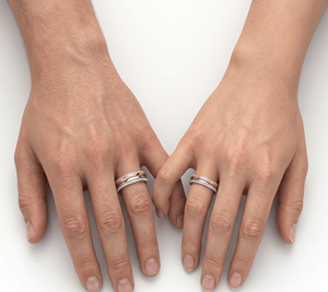Classic Two Tone Diamond Engagement Band <b>Couple</b> <b>Ring</b> with Round Brilliant Cut Diamonds Natural and Lab Grown Diamonds - Product Image 4