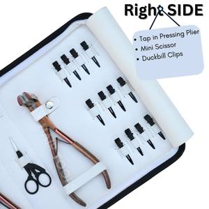 Kit d'outils professionnels pour extensions capillaires or rose avec pince à sertir plate, pince à sertir 2 trous, outil de pressage de ruban, pinces et doigt de séparation - Product Image 3
