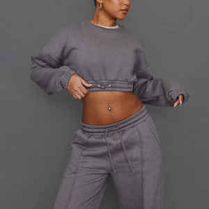 Survêtement tendance pour femmes grandes tailles avec logo personnalisé, jogging décontracté d'hiver à capuche en molleton respirant 100% coton - Product Image 2