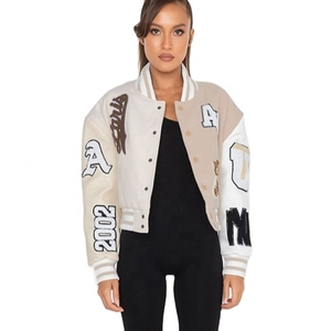 Chaqueta de béisbol de calle alta personalizada con bordado de chenilla, manga larga, estilo universitario, tejido satinado, relleno de algodón tejido - Product Image 6