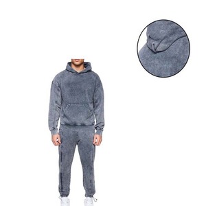 <b>Tracksuit</b> For Man Custom Acid Washed Sweat Suits Heavy 100% Cotton Oversized <b>Tracksuits</b> Men Hoodie and Sweatpants Sets OEM - Product Image 5