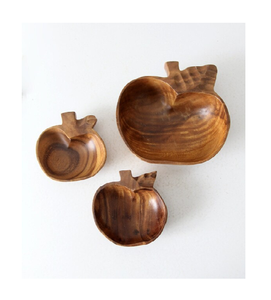 ถาดไม้อะคาเซียธรรมชาติสำหรับผลไม้และสลัดทำความสะอาดง่ายถาดวางจานทรงแอปเปิ้ลสำหรับบ้านงานปาร์ตี้ที่ให้บริการชาม - Product Image 5