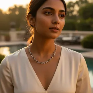 Collar de Plata 925 para Mujer con Piedra Preciosa de Granate, Perla y Diamante, Estilo Religioso, Joyería para Bodas, Regalo - Product Image 3