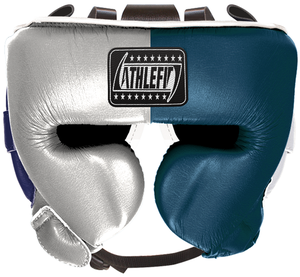 Casco de Kickboxing de cuero metálico plateado para adultos con diseño personalizado Protector facial de Bóxer ganador - Product Image 4