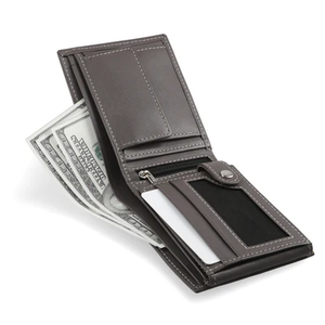 Cartera de Cuero Unisex de Alta Calidad, Gran Capacidad, Corta, Anti-Robo, Cierre Plegable, Cadenas Decorativas, Personalizable con Letras - Product Image 2