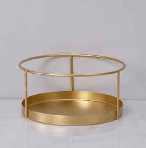 Bandeja de metal multifuncional para el hogar, accesorio sencillo y moderno, redondo y cuadrado, dorado - Product Image 5