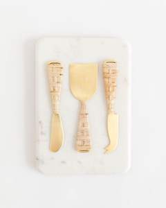 Juego de rebanador de queso de acero inoxidable con mango de mimbre tejido moderno para restaurante y boda herramientas de corte de queso de ratán DE LA India - Product Image 2