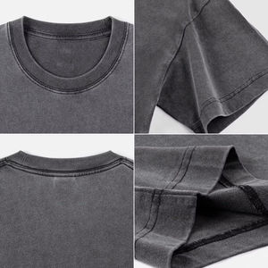 T-shirt unisexe de luxe 280 GSM en polyester/coton, coupe oversize, délavé à l'acide, manches courtes, haute qualité, vente en gros - Product Image 3