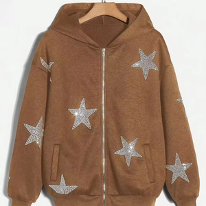 Sudadera con capucha Unisex con cremallera completa bordada para hombre, ropa de calle de invierno y Halloween, algodón orgánico 100% lavado sólido - Product Image 1