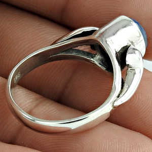 Anillo Bohemio Unisex de Plata de Ley 925 al por Mayor, con Piedra Preciosa de Lapislázuli de Corte Ovalado, Regalo de Boda Perfecto para Todos - Product Image 3