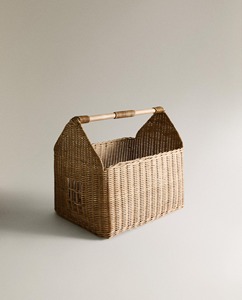 Panier en rotin écologique en forme de cercle avec poignée, rangement multifonctionnel moderne - Product Image 1