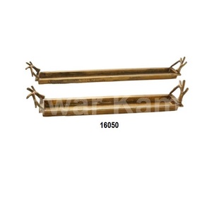 โบราณโลหะและไม้รอบถาดเสิร์ฟ - Product Image 4