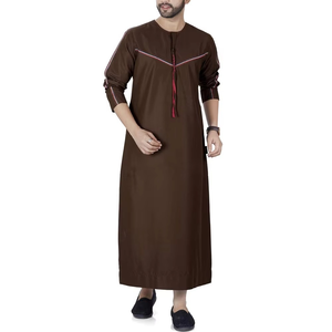 Último modelo de los hombres Casual musulmán Jubba Thobes Thawb manga larga algodón Jubba Venta caliente a un precio transpirable de talla grande - Product Image 1