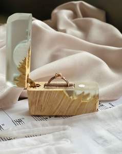 PRODUITS DOUBLE RÉSINE DE LUXE FAIT À LA MAIN Vente en gros de fiançailles Mariage Unique Double fente en bois et résine - Product Image 4