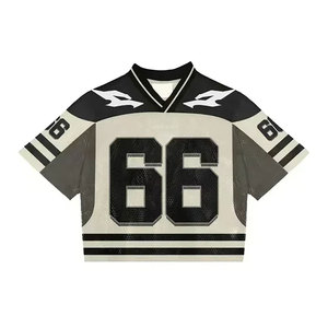 Camiseta personalizable de fútbol americano malla transpirable de manga corta de talla grande con diseño de retazos características de sublimación - Product Image 6