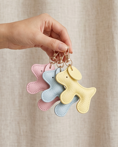 Italian Handmade Leather <b>Dog</b>-Shaped <b>Keyring</b> Bag Charm-PS632-Stylish Keychain Accessory - Product Image 1