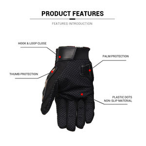 Nouveaux gants en cuir noir à doigt complet d'équitation professionnelle avec de lourdes Protections gants de course automobile de moto pour hommes - Product Image 4