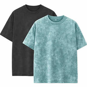 T-shirt vierge vintage pour homme 100% coton épais délavé à l'acide et au sel de pierre de haute qualité - Product Image 6