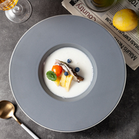 Assiettes à salade et à soupe en céramique grise mate Yayu Elegancy, résistantes aux hautes températures, en porcelaine, rondes, 9 pouces, assiettes à pâtes