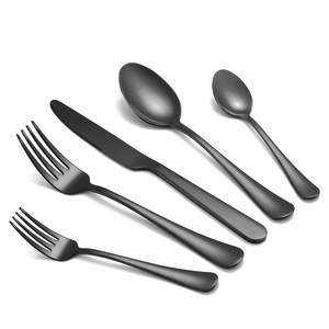 Juego de Cubiertos de Acero Inoxidable con Recubrimiento en Polvo de Color Negro Hecho a Mano, Utensilios de Cocina Indios, Cuchara Decorativa con Acabado Pulido Espejo - Product Image 1