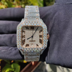 นาฬิกาฮิปฮอปแฟชั่นทรงสี่เหลี่ยมคุณภาพสูง ประดับเพชรโมอิสซาไนต์ 30 กะรัต ดีไซน์ทันสมัยสำหรับทั้งชายและหญิง รุ่นใหม่ล่าสุด กระจก VVS - Product Image 1