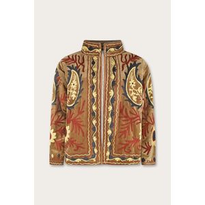 Amber Reversible <b>Quilted</b> Leather Jacket for Ladies <b>Winter</b> Outerwear with Floral Suzani Embroidery XL for Autumn Seasons - Product Image 1