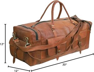 Luxury Handmade Genuine <b>Leather</b> Duffle <b>Bag</b> Premium Travel Luggage <b>Mens</b> <b>Weekend</b> Overnight Carry On <b>Bag</b> Wholesale - Product Image 4