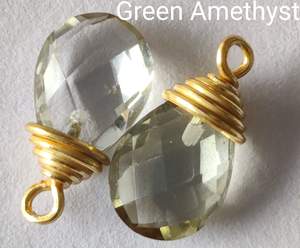 จี้925ทำด้วยมือสีเงินสเตอร์ลิงพร้อมแผ่นชุบทองการตั้งค่าพลอยอเมทิสต์สีเขียวที่น่าตื่นตาตื่นใจสำหรับงานแต่งงาน - Product Image 1