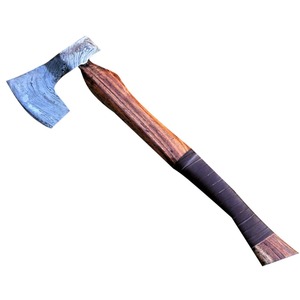 Wholesale Customized Premium Quality OEM ODM Service Hunting Axe Damascus Steel Solid blade with Wood <b>Handle</b> and Leather Sheath - Product Image 3