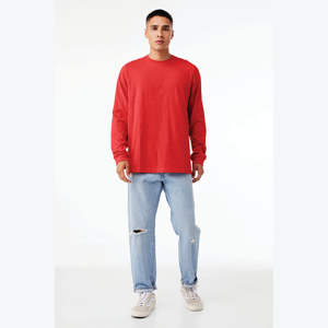 <b>Red</b> Heather <b>Long</b> <b>Sleeve</b> Tee: Superior Blend of 52% Airlume Combed Cotton & 48% Poly - Product Image 4