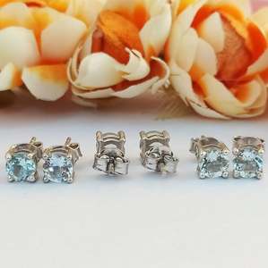 ต่างหูอะความารีน ชุบทอง เงินแท้ สไตล์วินเทจ เครื่องประดับประจำเดือนเกิด ของขวัญสุดหรูสำหรับผู้หญิงและเด็กผู้หญิง แฟชั่น - Product Image 4