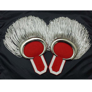 Charreteras de hombro doradas de nailon de alta calidad con accesorio de Banda de Marcha amarilla con flecos - Product Image 2