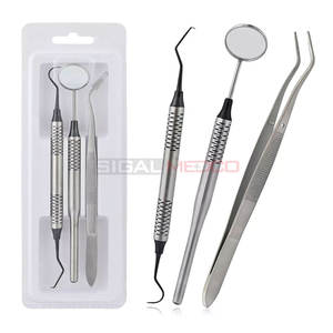 3pcs Manual Micro Periodontal Oral Surgery Kit German Stainless Steel Surgical Instruments Hollow Handle Explorer Mouth <b>Mirror</b> - Product Image 1