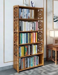 Bamboo Tier Style Vintage Country Solid <strong>Wood</strong> Furniture Bookshelf for Library Usage Books Cabinet - Product Image 2
