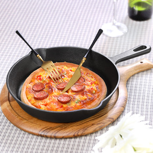 실용적인 인기 상품 액체 질화 처리된 녹 방지 주철 프라이팬 베이킹 팬 요리용 프라이팬 투명 유리 뚜껑 포함 - Product Image 3