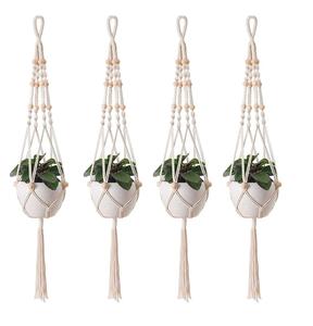 Pots de fleurs écologiques cintre de plantes en macramé panier de jardinière suspendu intérieur extérieur corde de coton macramé décoration de la maison. - Product Image 1