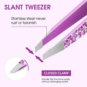 Pinces à épiler pour sourcils très vendues, couleur rose, pinces à épiler pour sourcils recouvertes de papier, 3,79 pouces, pinces à épiler pour sourcils avec étui en cuir - Product Image 4