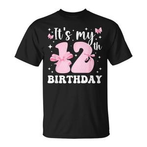 T-shirt con fiocco a tema Coquette per il dodicesimo compleanno, per ragazze di dodici anni, ideale per feste e celebrazioni - Product Image 1