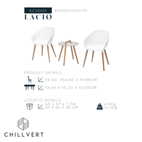 Set de Jardín de Madera y Resina Lacio Blanco 2 Sillas y una Mesa | Conjuntos de Jardín | Muebles de Diseño para Exterior Listos para Enviar desde España