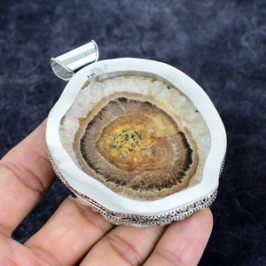 Botswana Druzy Pendentif fait à la main en argent Sterling bijoux de pierres précieuses élégant collier de pierre naturelle 9.5 CM - Product Image 1